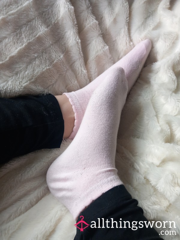 Worn Pink Ankle Socks