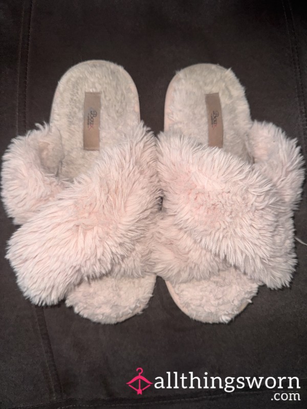 Worn Pink, Fluffy Slippers