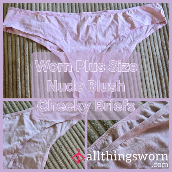 Worn Plus Size Nude Blush Cheeky Panties - INTRODUCTORY PRICE