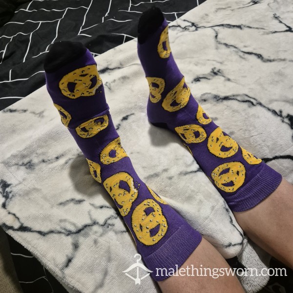 Worn Purple Pretzels High Socks