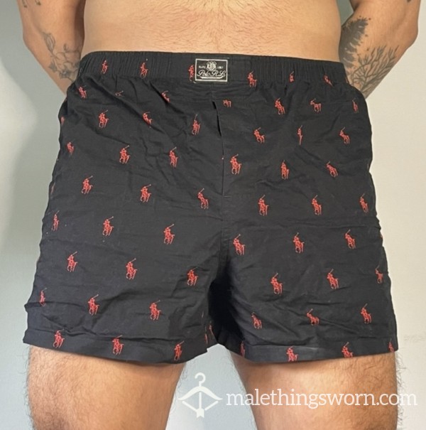 Worn Ralph Lauren Boxers (black And Red)