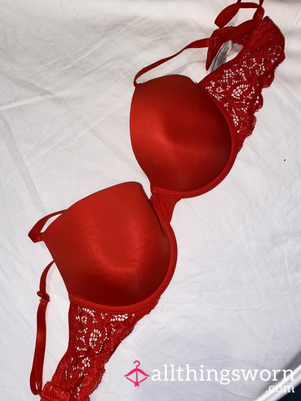 Worn Red Bra