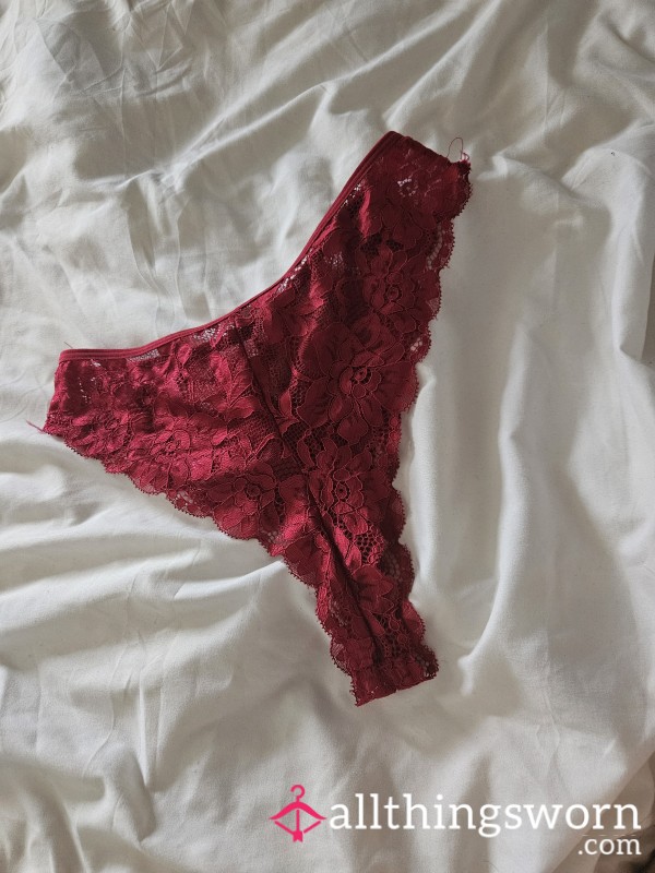 Worn Red Lace Panties