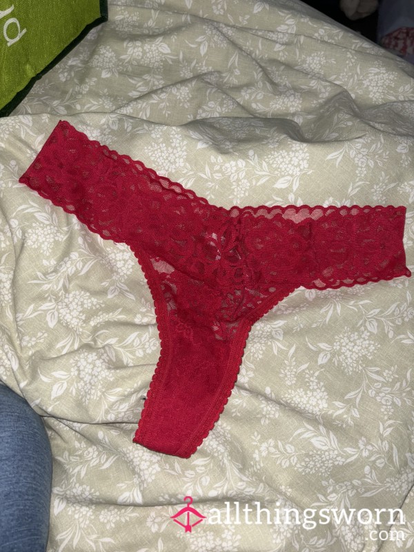 Worn Red Lace Thongs