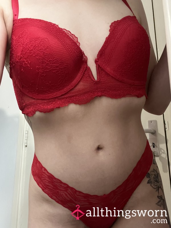 Red Lingerie Set (freshly Worn For You)