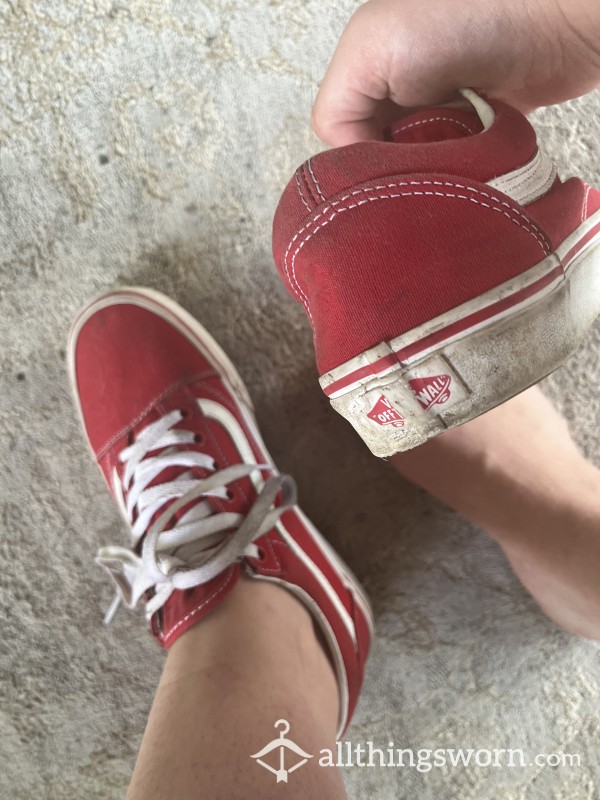 Worn Red Old Skool Vans ❤️