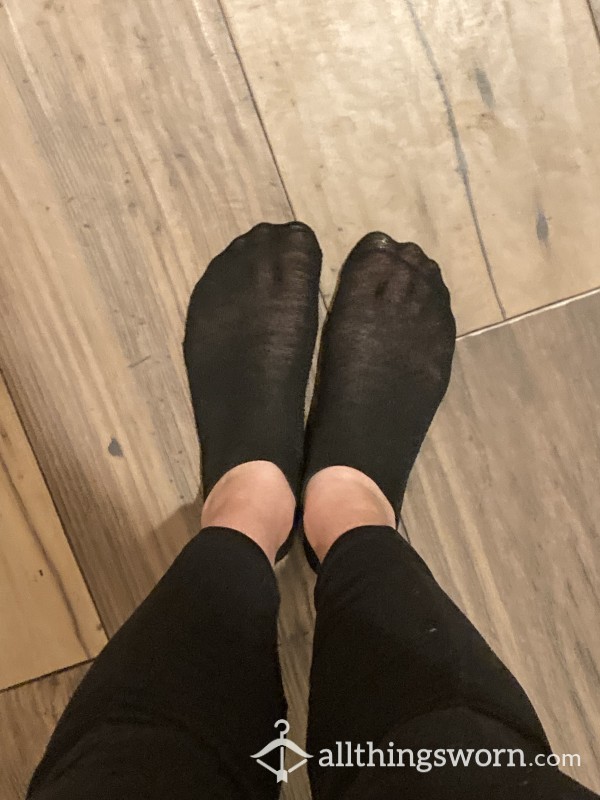 Worn See Through Black Socks