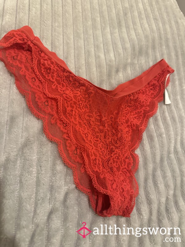 Worn S**y Red Lace Panties Personalized Just For You