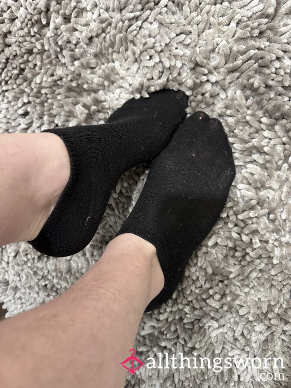 Worn Short Black Socks