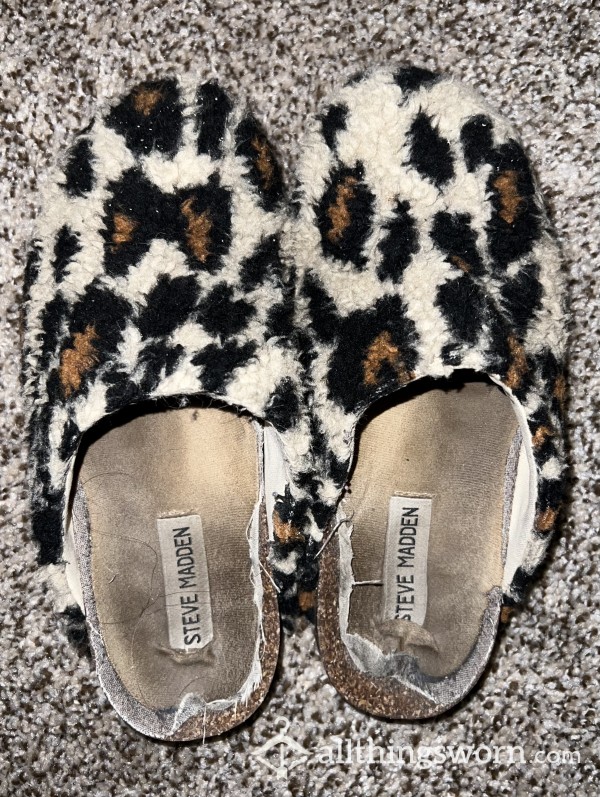 Worn SIZE 6 Cheetah Slippers