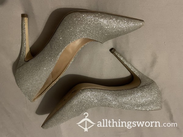 Worn Sparkly Stilettos