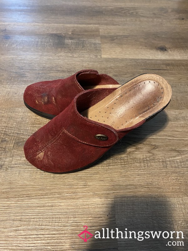 Worn Stained Slip On Mules