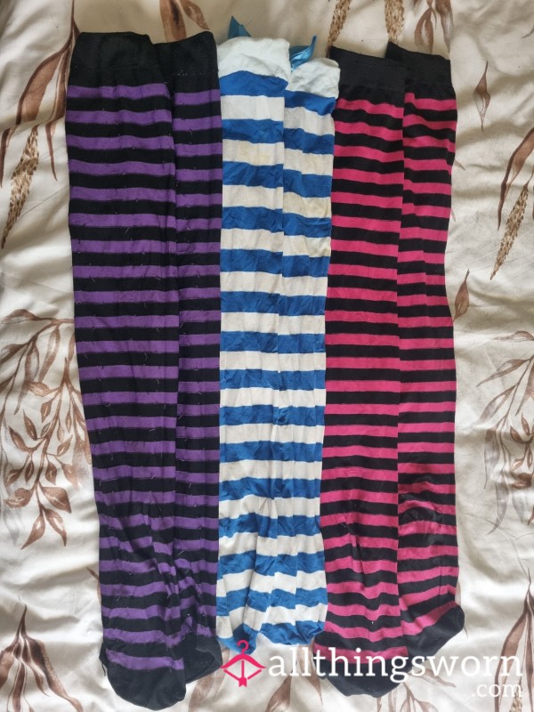 Worn Stripey Knee Socks