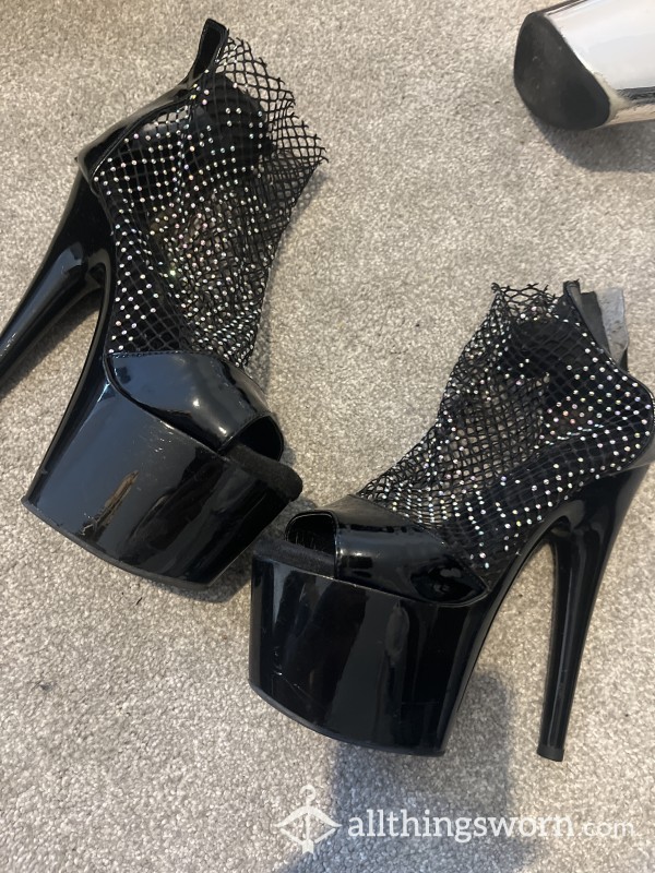 WORN STRIPPER HEELS