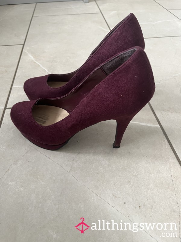 Worn Suede Burgundy Heels