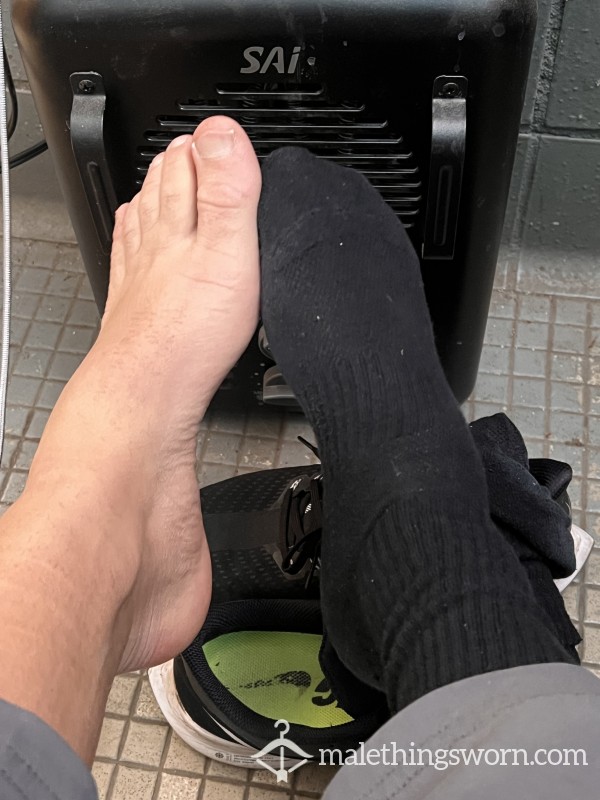 Worn Sweaty Black Gym Socks