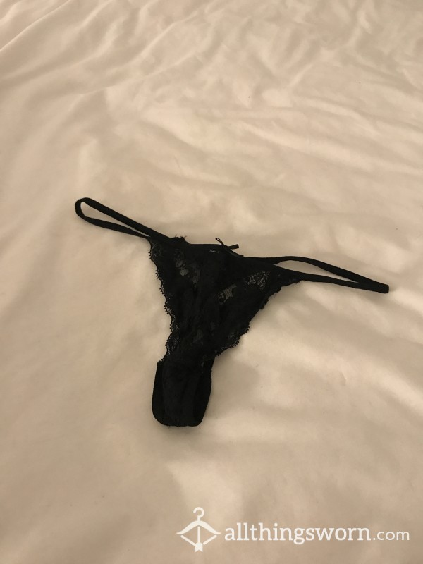 Worn - Teeny Tiny Black Lace Thong Gstring