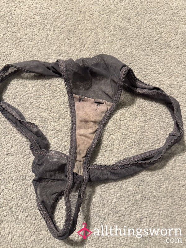 Worn Ripped Thongs With Discharge