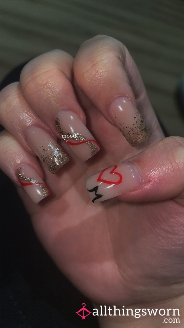 Worn & Used Xmas/bday Acrylic Nails