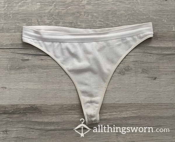 Worn White Cotton Thong