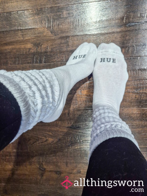 Worn White Slouchy Socks