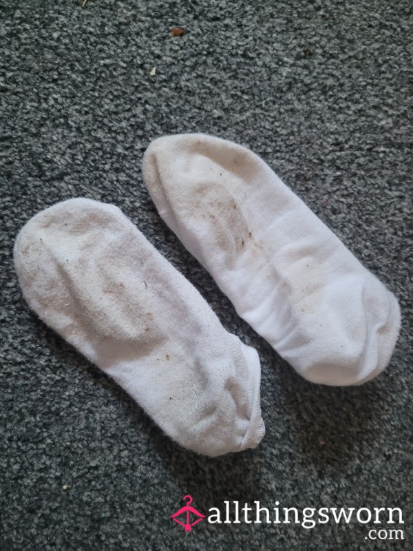 Worn White Trainer Socks