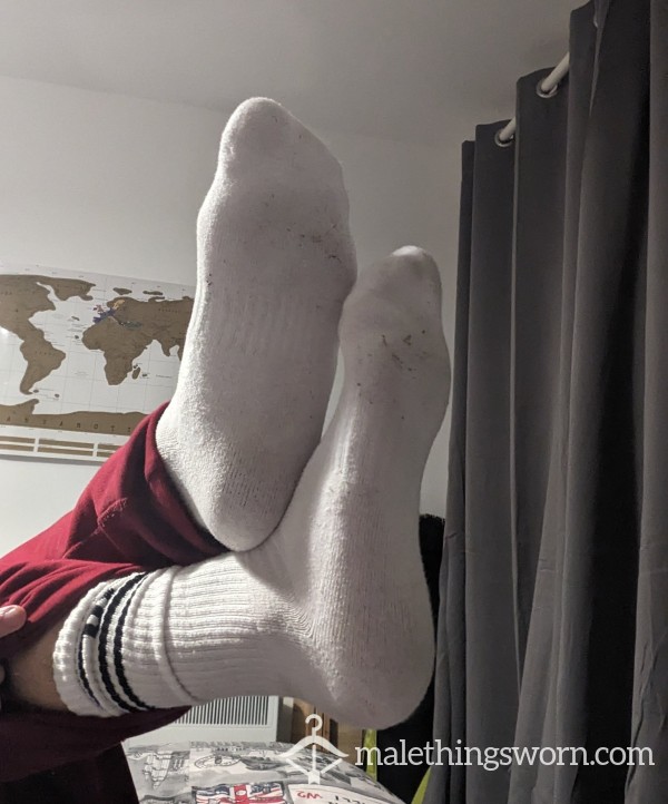 Worn White Wilson Sports Socks (One Pair Left) 🧦