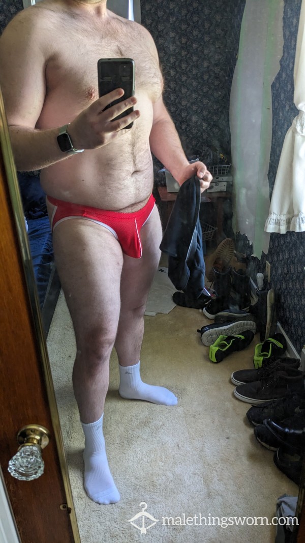 Worn XXL Red Jock,  CUSTOMIZABLE!!!