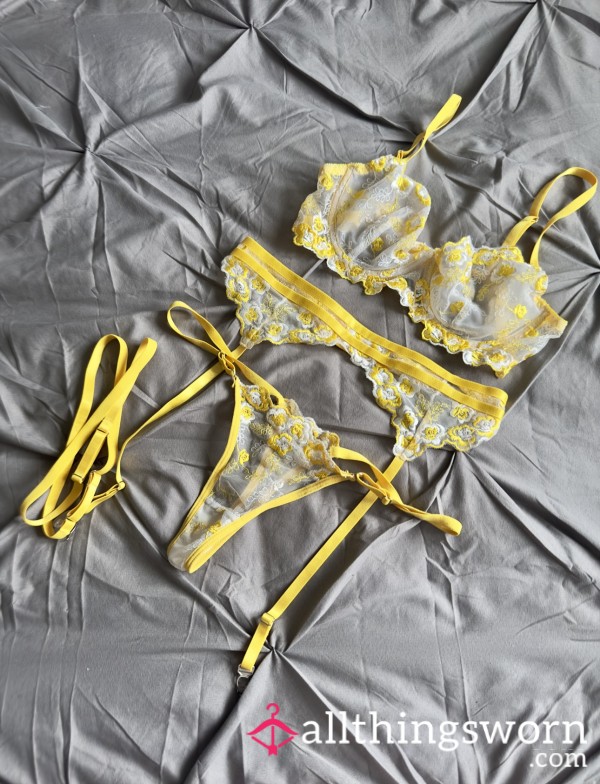 Worn Yellow Lingerie Set