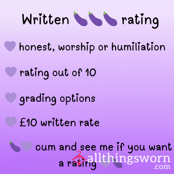 🍆💜 Written D*ck Ratings 💜🍆