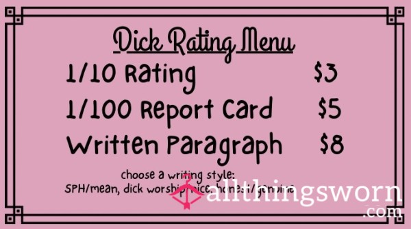 Written D*ck Ratings 🍆