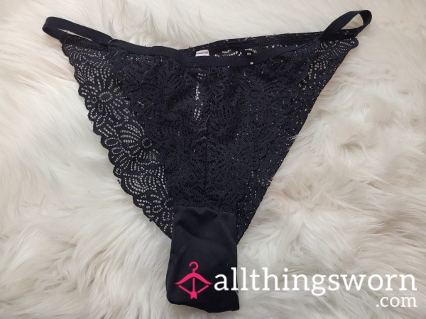 XL Auden Thick Lace String Bikini With Prestained Cotton Gusset