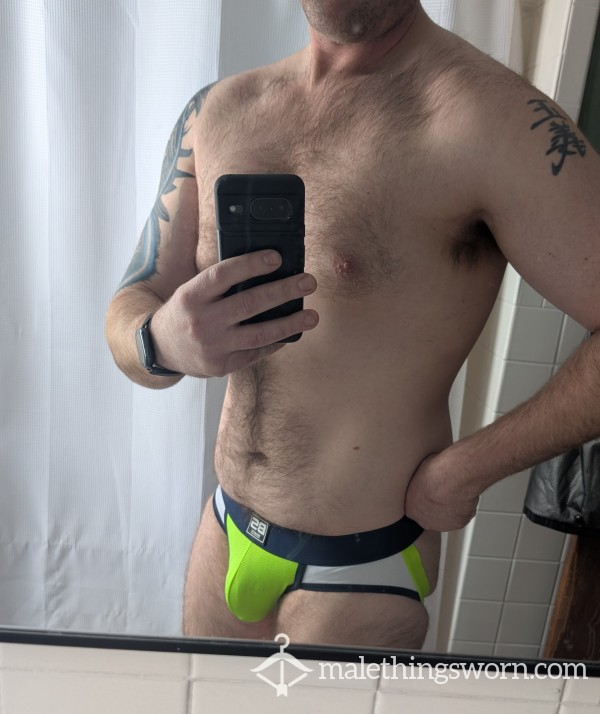 XL Blue And Yellow Jock Strap! Comes With 2 Free Workouts!