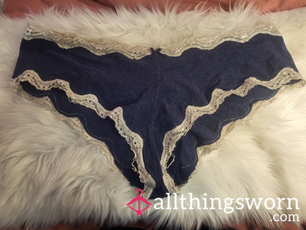 Xl Blue Cheeky Panties With White Trim - 1 Save