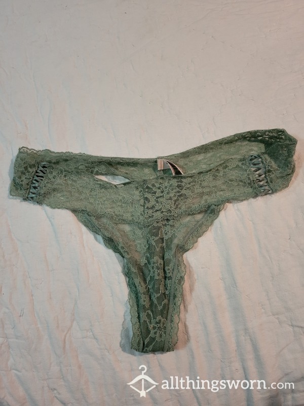 XL Green VS Lace Thong With Cute Little Embellishments - 1 Save