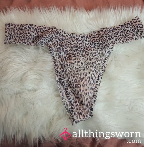 XL Lace Pink Animal Print Thong - 1 Save