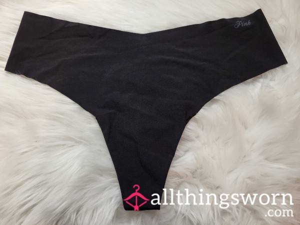 XL PINK Black No Show Thong