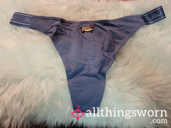 XL PINK Blue Weiner Dog Thong