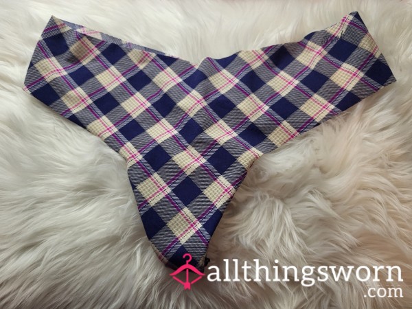 XL PINK Plaid No Show Thong - 1 Save