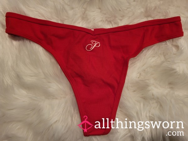 XL PINK Red Panties With An Embroidered P