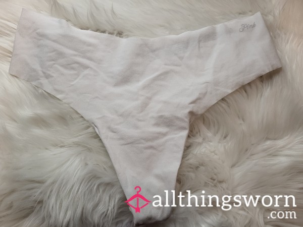 XL PINK White No Show Thong