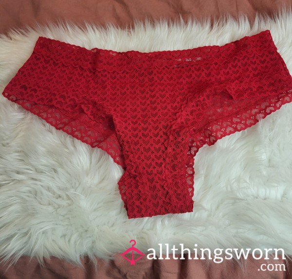 Xl Red Victoria Secret Heart Lace Panties