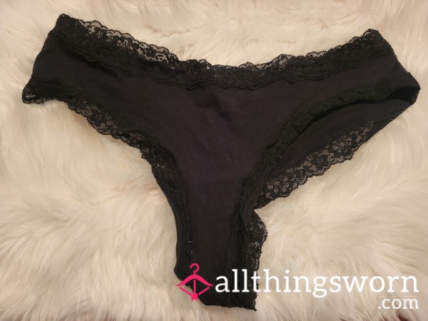 XL Victoria Secret Black Cotton Cheeky Panties