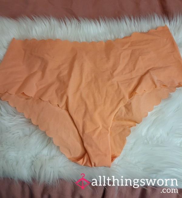 XL Victoria Secret Orange Scalloped No Show Cheeky Panties