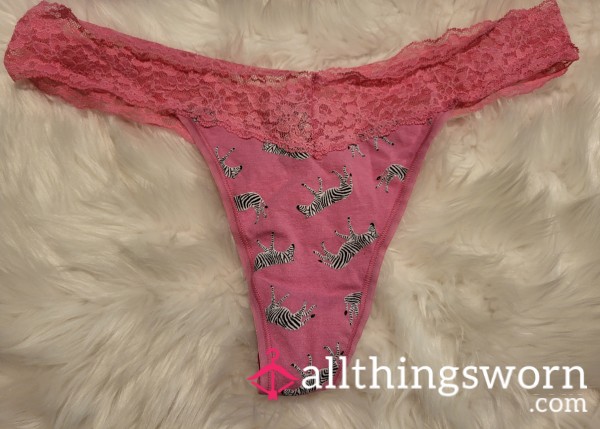 XL Victoria Secret Pink Zebra Thong