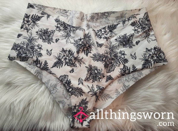 XL Victoria Secret White Flor*l Cheeky Panties