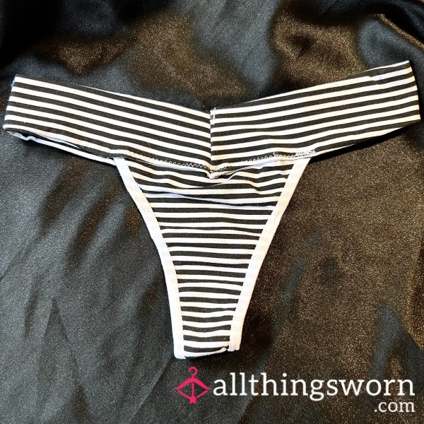 XS Black And White Striped Thong