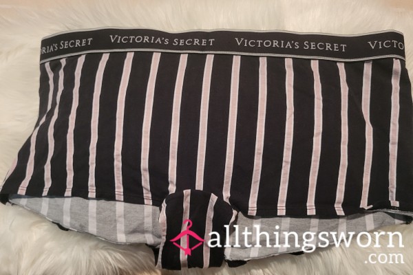 XXL Black And Pink Striped Boyshorts