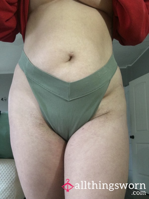 XXL Green Ribbed Thong