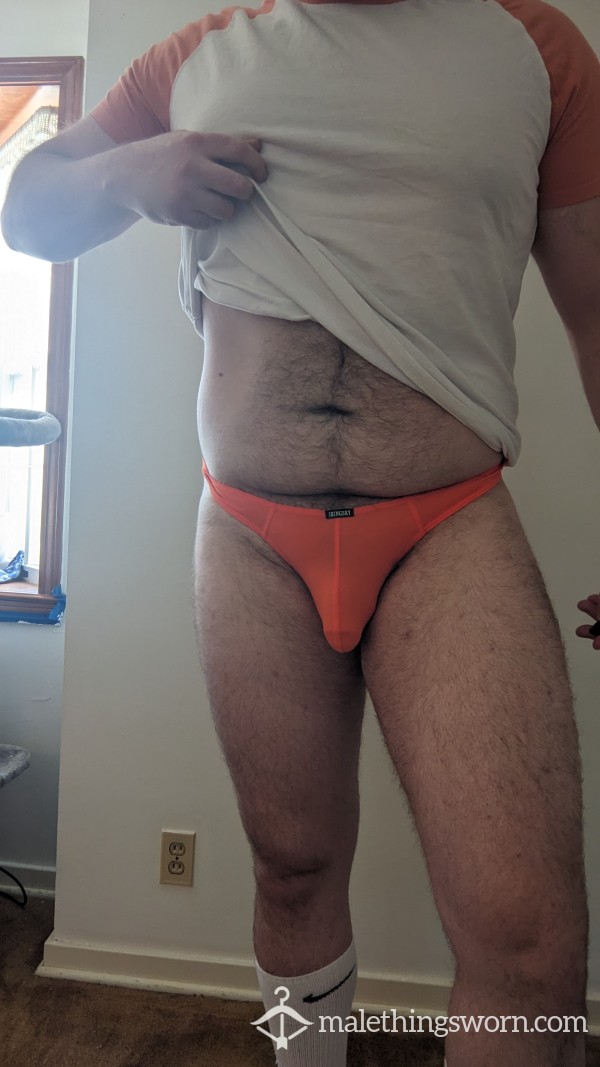 XXL Worn Orange Thong!